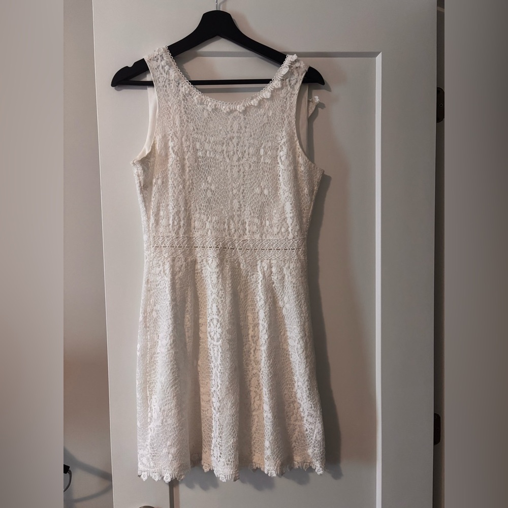 Chic Ivory Lace Mini Dress